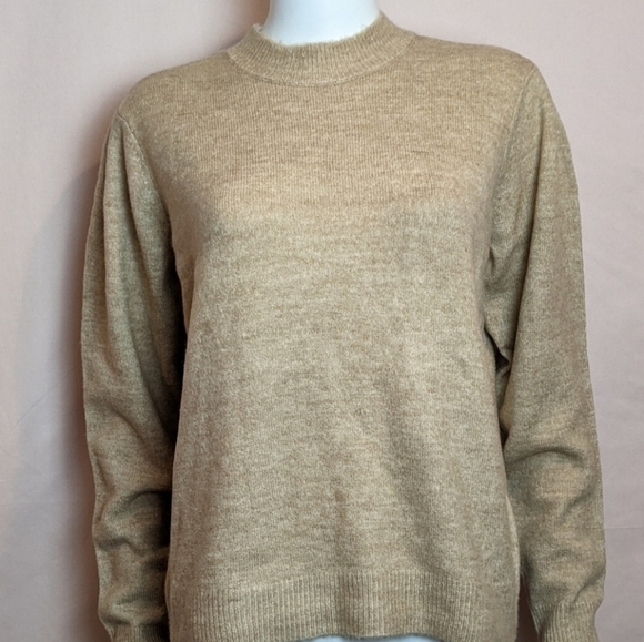 Yas Sweaters - YAS Neutral Wool Blend High Neck Ribbed Hem Sweater size Large
